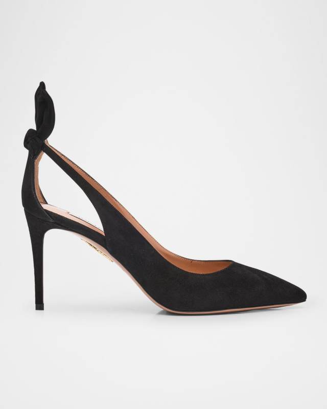 Suede Bow Stiletto Pumps